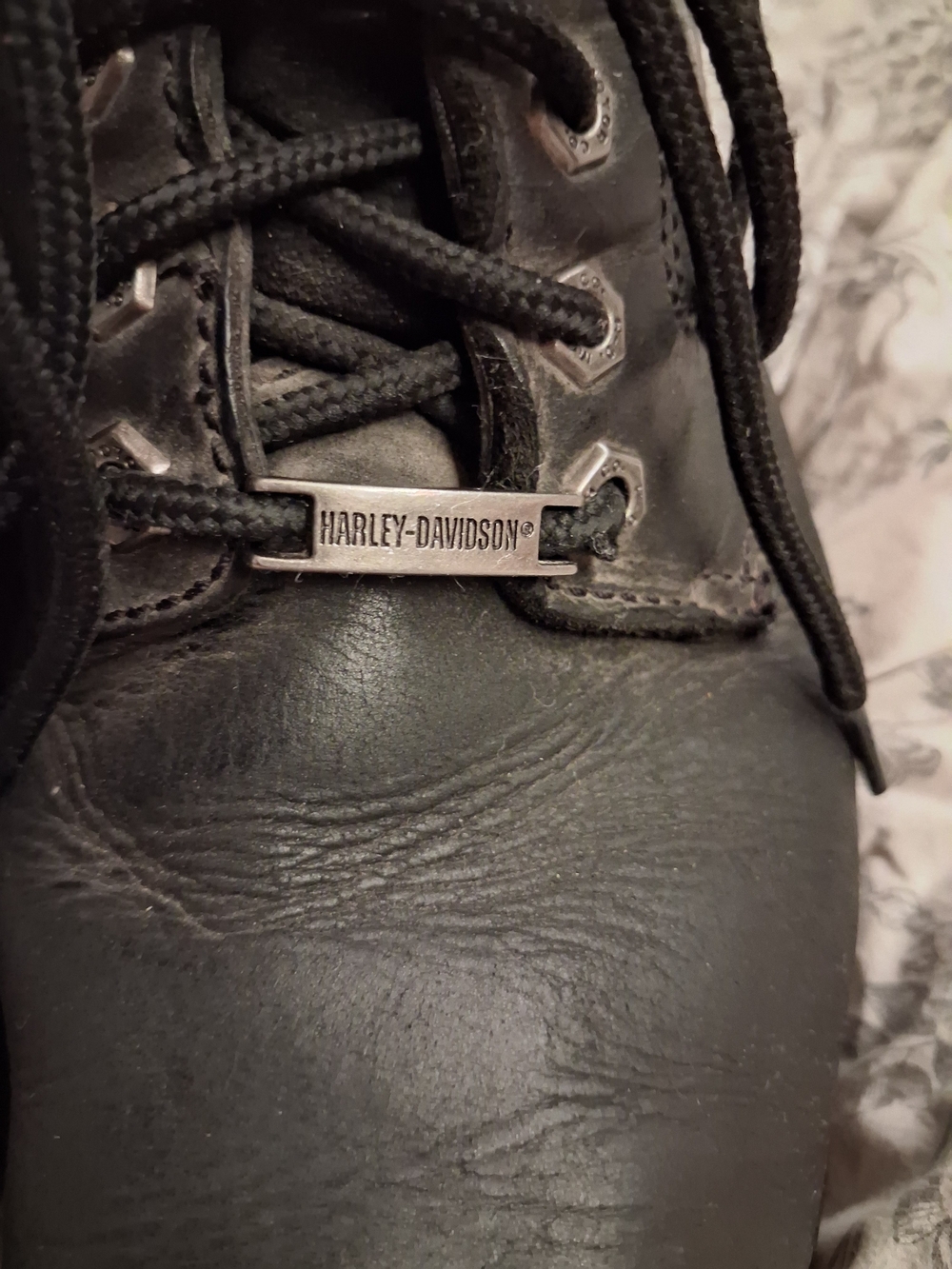Harley-Davidson Black Leather Ankle Boots with Logo - Picture 4 of 10